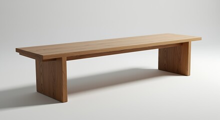 Fototapeta premium Minimalist wooden bench with solid construction and clean design for modern interiors and furniture design