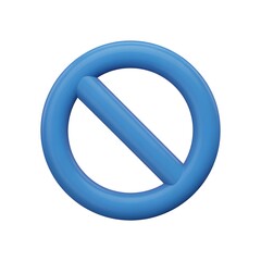 Blue prohibition sign indicating restriction or forbidden action on a white background