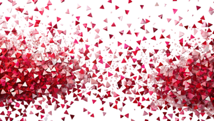 Abstract Background of Falling Red and Pink Triangle Confetti graphic design isolated on a transparent background