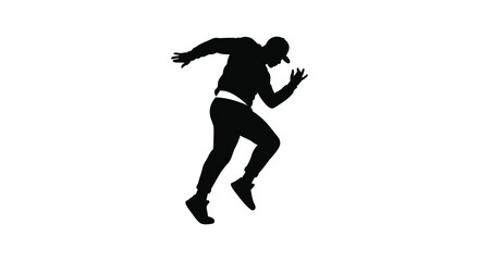 a person running or jumping in a dynamic pose