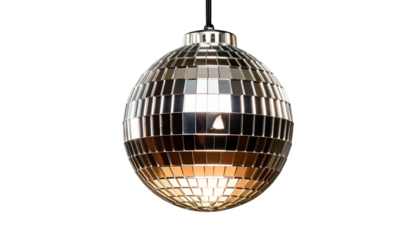 3d glowing disco light ball isolated on transparent background