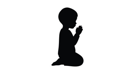 a child kneeling in prayer with hands together