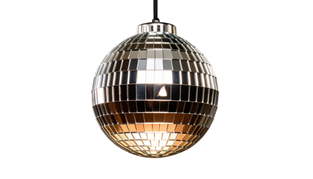 3d glowing disco light ball isolated on transparent background