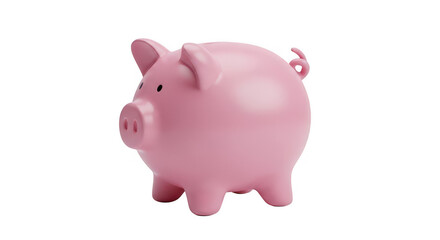 Pink piggy bank isolated on transparent background