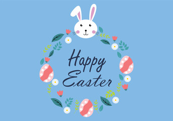 happy easter bunny with eggs