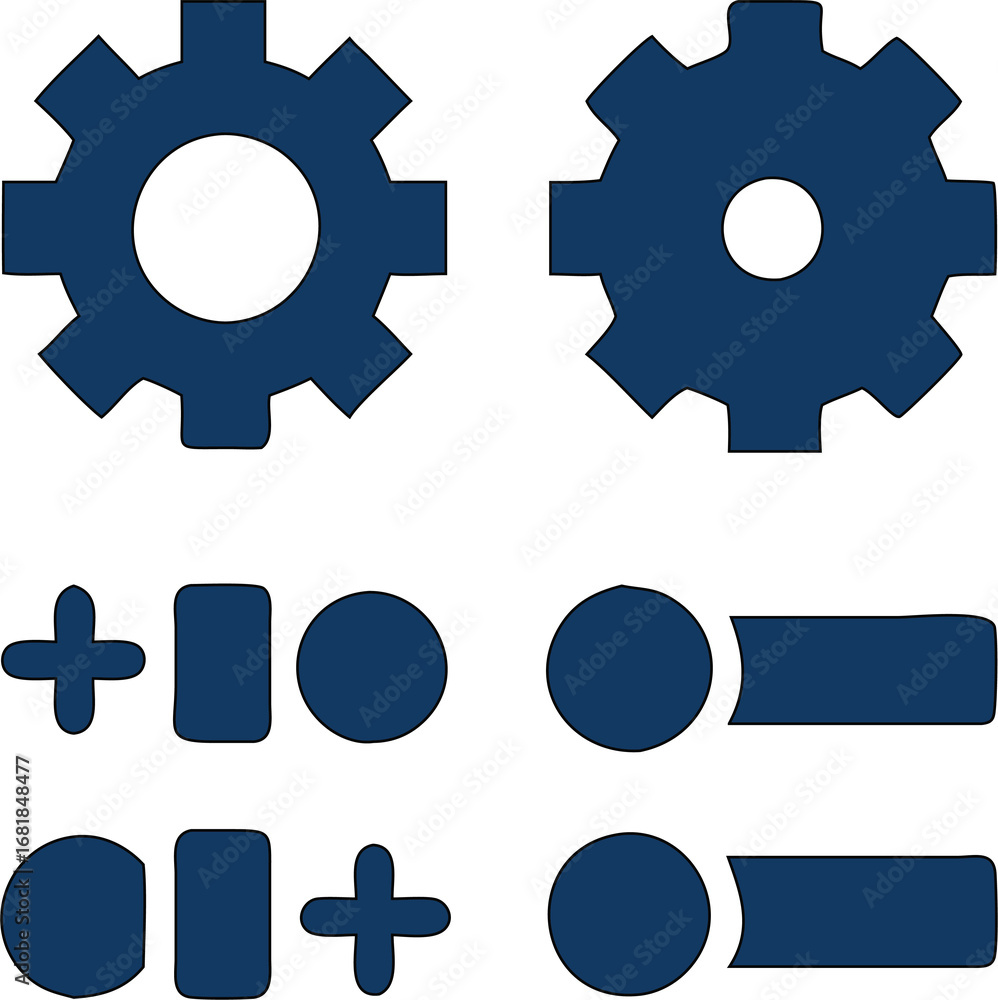 Poster editable gear settings icons in different visual styles. use in mobile apps, dashboards, or mechanic