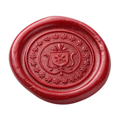 Red wax seal isolated on transparent background