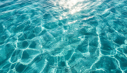 Sparkling Blue Water Surface with Sunlight Reflections