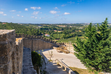 Castle wall in Obidos town, Oeste region, Leiria District of Portugal
