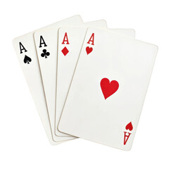 Obraz premium Four playing cards aces isolated on transparent background