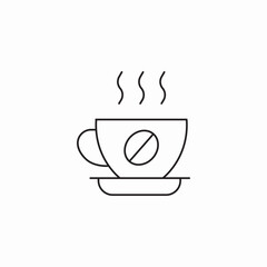 steaming hot cup with coffee bean icon sign vector