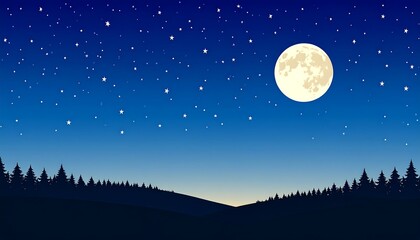 Night landscape with full moon (2)