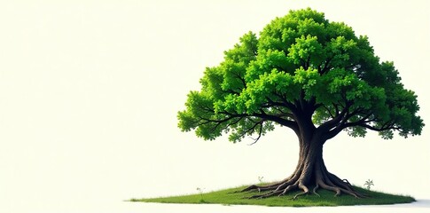 A well-established business, symbolized by a sturdy oak tree with deep roots and lush, healthy leaves, representing longevity, stability, and growth in the market , corporation, roots