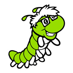 Nerd Caterpillar Intelligent Geek Worm Horn-Rimmed Glasses Fun