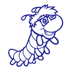Nerd Caterpillar Intelligent Geek Worm Horn-Rimmed Glasses Fun
