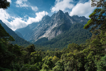 Obraz premium explore majestic heights of world top tropical mountain landscapes featuring lush verdant valleys filled with
