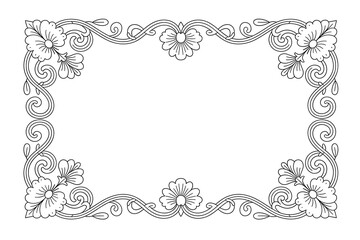 Elegant Floral Frame with Intricate Design Vector Illustration