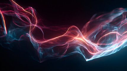 Obraz premium Swirling light trails with bokeh on a dark background. Abstract digital data stream. Modern technology and communication concept for background.