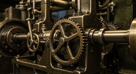 Close-up of intricate mechanical gears and machinery, showcasing industrial engineering.