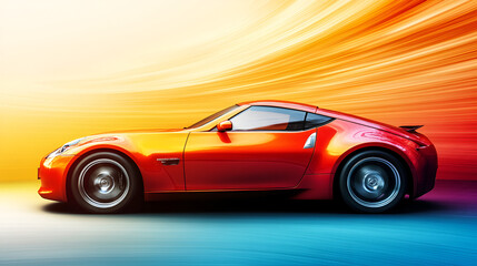 Fototapeta premium Beautiful illustration of a beautiful automobile, car, speed.