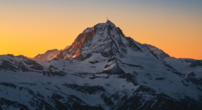Majestic Mountain Peak at Sunrise.