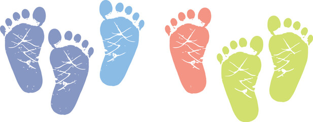 Colorful baby footprints art print for nursery decor and design