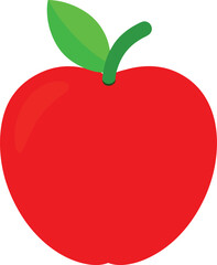 Fototapeta premium Glossy red apple with green leaf vector illustration perfect for fruit designs transparent background