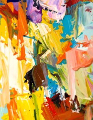 A vibrant explosion of color and texture, showcasing bold brushstrokes and a dynamic interplay of hues.