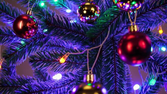 Antique metallic Christmas tree from the 1960s with original aluminum material