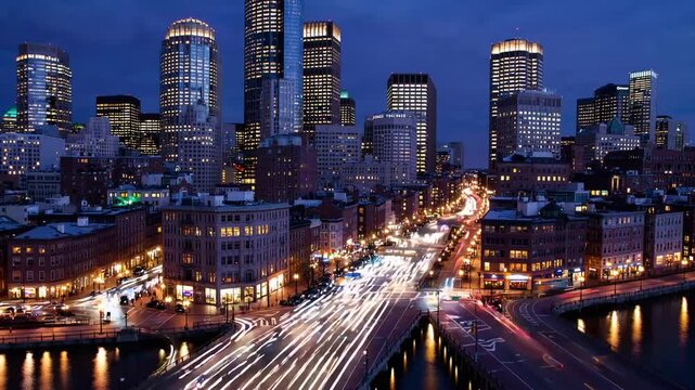 Dynamic Time-Lapse graphy of Bustling Metropolitan Area