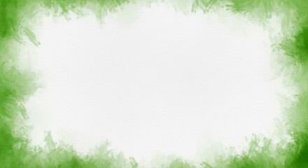 Obraz premium green watercolor brush strokes lining the edge creating a border or frame on a solid white background