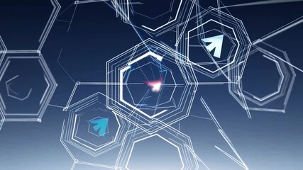 collection of vectorized arrow symbols representing achievement and progress encapsulated within hexagonal forms for digital and print media applications