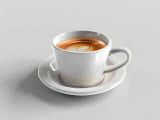 Obraz premium Elegant White Ceramic Coffee Cup: Morning Espresso & Latte Still-Life Delight