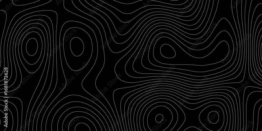 Poster modern style black and white topographic line pattern landscape terrain mountain range abstract mini