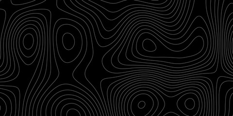 Modern style black and white topographic line pattern landscape terrain mountain range abstract minimalist design background, seamless topographic contour map cartography texture relief lines artwork.