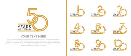 logo anniversary set. black and brown color on white background for special event