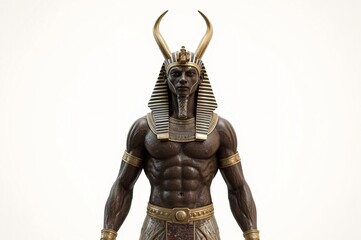 Fototapeta premium Pharaoh, Egypt, 3D render, powerful, studio, white background, game asset