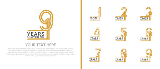 logo anniversary set. black and brown color on white background for special event