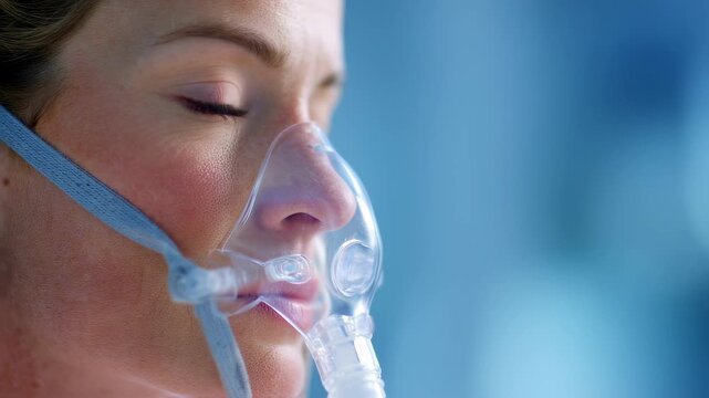 Medium frame of H5N1 recovery patient engaged in breathing rehab emphasizing incentive spirometer details with softfocus background for therapy context.