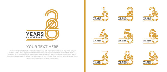 logo anniversary set. black and brown color on white background for special event