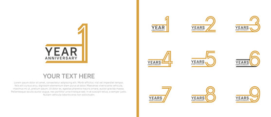 logo anniversary set. black and brown color on white background for special event
