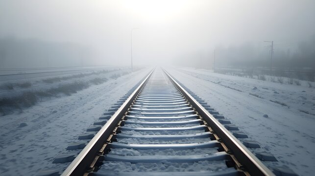 railway in snow