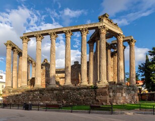 Obraz premium Ancient ruins of a Roman temple, sunny day