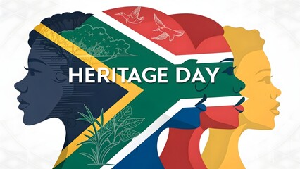 South african heritage day diverse people and flag celebration