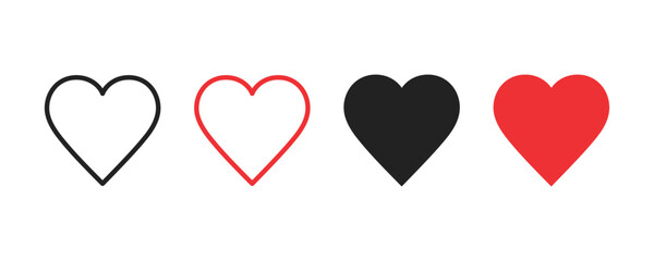 Heart vector icons. Heart shaped icons. Set of love symbols isolated. Heart, love, romance or valentine's day vector icon