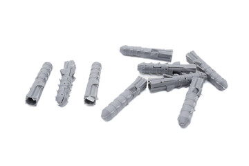 Gray plastic dowel on a white background