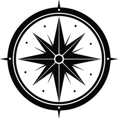 Silver compass star glow vector illustration scalable eps icon for general use transparent background