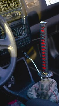 interior of an old sports drift car