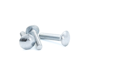 Galvanized car screw on a white background