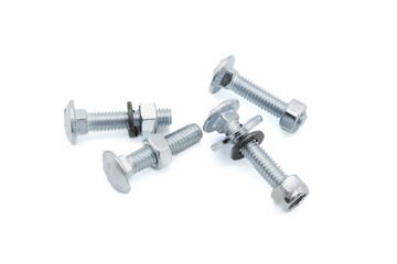 Galvanized car screw on a white background